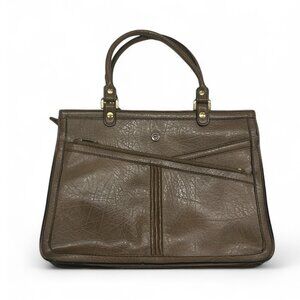 Vintage Cornell Creations Leather‎ Handbag Light Brown Structured Architectural